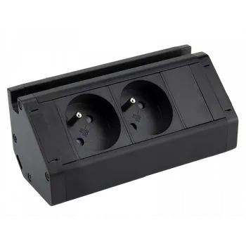 Elektrická zásuvka Dvojitá rohová zásuvka 2x 230V s držákem na telefon, kabel 1.5m, barva černá