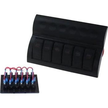 Auto elektroinstalace Přepínač 12/24 V IP68 ON-OFF ×6, 6×B (3×5 A, 2×10 A, 1×15 A)
