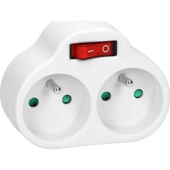 Elektrická zásuvka ORNO Rozbočovací zásuvka 2x230V s osvětleným vypínačem bílá