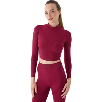 Pánská móda Dámské tréninkové triko s dlouhým rukávem 4F-LONGSLEEVE FNK F483-RAW24TFLOF483-60S-BURGUNDY Červená XS/S