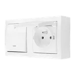 Zásuvka jednonásobná ve verzi IP44 -vičko v barvě krytu jednopólový spínač s podsvětlením odolný proti vlhkosti bílá 16A 10AX