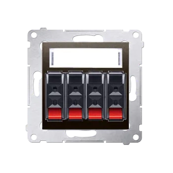 Elektrická zásuvka Zásuvka reproduktorová 4 násobná s popisným polem (přístroj s krytem), Simon 54, barva hnědá metalizovaná