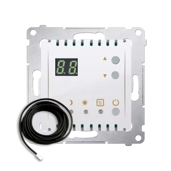 Elektrická zásuvka Termostat s displejem a externím čidlem teploty (sonda), Simon 54, barva bílá