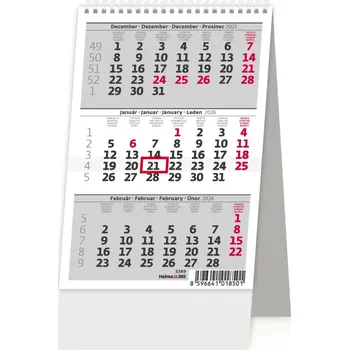 Kalendář Helma365 Kalendář stolní tříměsíční mini ČR/SR 2026