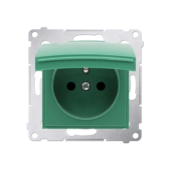 Elektrická zásuvka Kryt zásuvky, s uzemněním, IP44, víčko v barvě krytu, antibakteriální, Simon 54, barva zelená