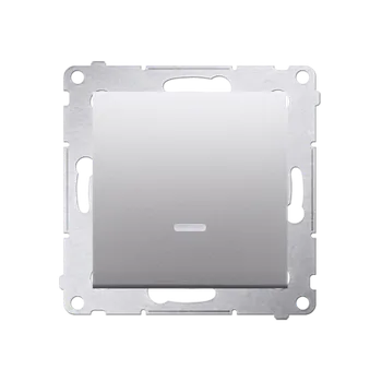 Elektrická zásuvka Spínač jednopólový (přístroj s krytem), se signalizačním LED podsvětlením, řazení 1So (indikuje zapnutý stav), Simon 54, barva stříbrná metalizovaná