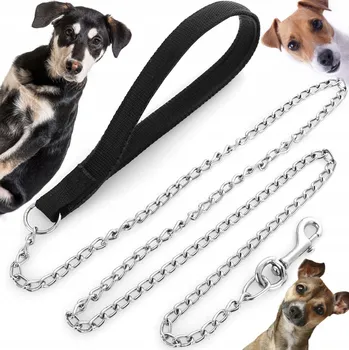 Vodítko pro psa VODÍTKO TRADIČNÍ PEVNÉ ŘETÍZEK PRO PSA ŘETĚZOVÉ S ŘETĚZEM RUKOJEŤ 1,2m