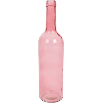 Váza SKLENĚNÁ VÁZA RŮŽOVÁ PRŮHLEDNÁ TVAR LAHVE VÝŠKA 30 cm