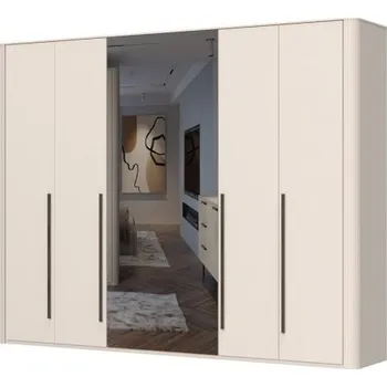 Šatní skříň Šestidveřová šatní skříň se zrcadlem a osvětlením Renfri - kašmír