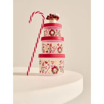 Dóza na potraviny Sinsay - Sada vánočních nádob na potraviny s víčky - červená - 855GR-33X - 855GR-33X-ONE