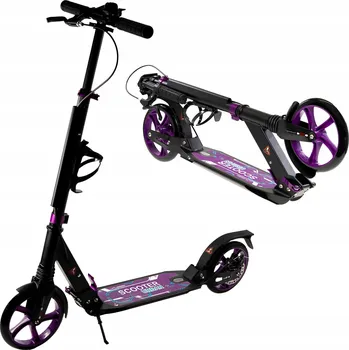 Koloběžka MĚSTSKÁ KOLOBĚŽKA velká skládací ODPRUŽENÍ BRZDA 100kg fialová robustní