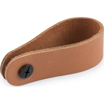 Kožené poutko / úchytka / madlo se šroubovacím nýtem 2x7 cm, Balení 1 ks, Varianta hnědá přírodní