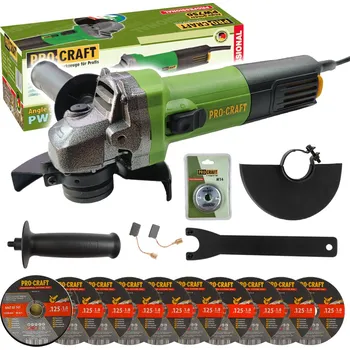 oscilační bruska Procraft PW750 - úhlová bruska + rychloupínací matice RM14, 10x řezný kotouč CD125x1.0b v kovovém boxu