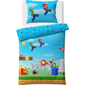 Povlečení Carbotex Super Mario Bros 140 x 200, 70 x 90 cm zipový uzávěr