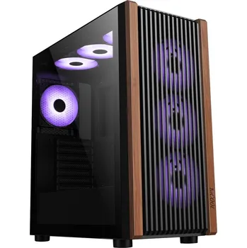 PC skříň 1stCOOL skříň G6 Noble, Mid Tower, ATX, AU, Průhledná Bočnice, 4x 120mm ARGB Fan, Černá