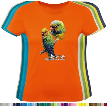 Dámské tričko damske-levne-bavlnene-tricko-digitalni-potisk-kanarek-divoky Barva: Orange - oranžová, velikost: XL