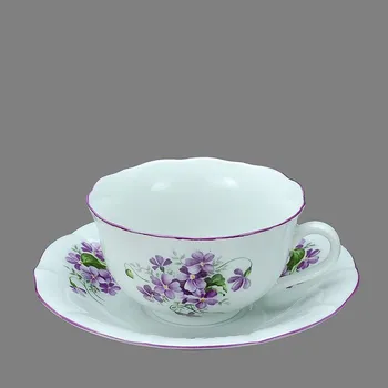 Český porcelán, Dubí Šapo (šálek s podšálkem) na čaj fialky - 200 ml