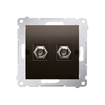 Elektrická zásuvka Zásuvka anténní 2 násobná typ „F” (přístroj s krytem), pro jednotlivé instalace, Simon 54, barva hnědá metalizovaná