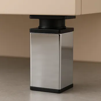 Nábytkové kování Interex Nábytková nožička LEX / Lesklý chrom – černá 60 mm