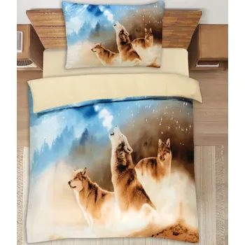 Povlečení 3D Povlečení Polycotton Vlk 200x140cm+90x70cm TiaHome
