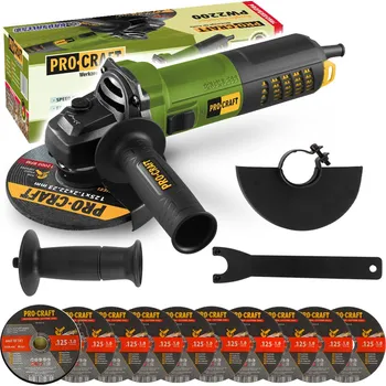 oscilační bruska Procraft PW2200 - úhlová bruska + 10x řezný kotouč CD125x1.0b v kovovém boxu