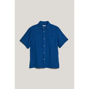 Chlapecká košile KOŠILE GANT RELAXED LINEN SS SHIRT LAPIS BLUE