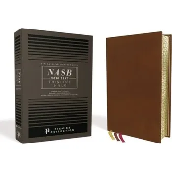 NASB, Thinline Bible, Premium Goatskin Leather, Brown, Premier Collection, Black Letter, Gauffered Edges, 2020 Text, Comfort Print - Zondervan