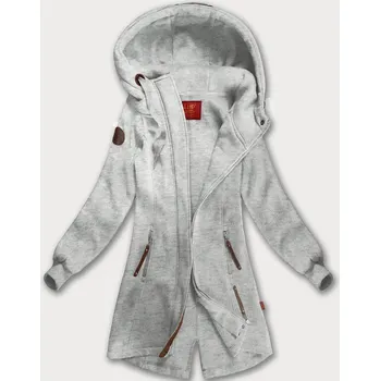 Dámská mikina Světle šedá dlouhá dámská mikina s kapucí (AMG-675/2) odstíny šedé L (40)