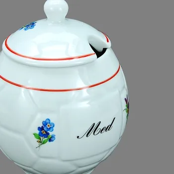 Dóza na potraviny Český porcelán, Dubí Hrnek na med rakouská házenka s červenou linkou - 400 ml