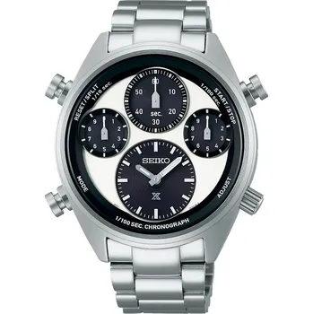 Hodinky Seiko SFJ001P1 Prospex ‘Panda’ One Hundredth of a Second Speedtimer Solar Chronograph