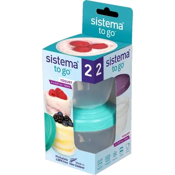 Svačinový box Sistema Yogurt To Go sada kelímků 2x 150 ml mix barev