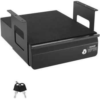 Úložný box VEVOR 13" široký výsuvný podstolový úložný prostor, nástavec na zásuvku montovaný pod stůl, skrytý úložný prostor na stůl, uzamykatelná zásuvka na tužky pod stolem pro pracovní stanici sezení a stání, 14x13x7 palců