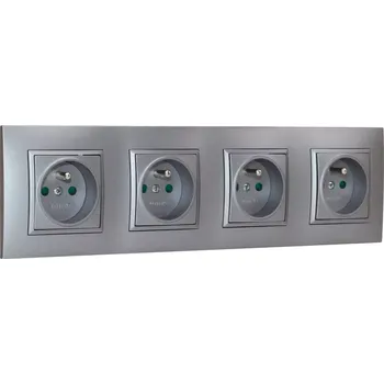 Elektrická zásuvka Zásuvky v rámečku pod omítku, 4x 250V/16A, šedé matné barvy