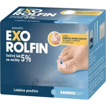 Lék na kožní problémy, vlasy a nehty EXOROLFIN léčivý lak na nehty (fl.skl.jantarová+30 tamp.+10 špachtlí+30 pilník.) 1x2,5 ml