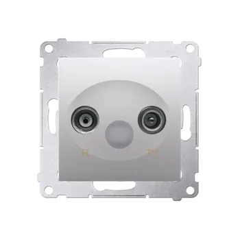 Elektrická zásuvka Zásuvka anténní R+TV průchozí (přístroj s krytem), 1x vstup: 5÷862 MHz, Simon 54, barva stříbrná metalizovaná