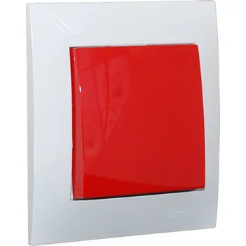 Elektrická zásuvka Vypínač (spínač) s jednou klapkou v rámečku, instalace pod omítku, řazení č. 1/6/7 dle výběru, barva bílo-červená