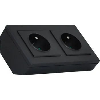 Elektrická zásuvka Dvojnásobná rohová zásuvka, 2x 250V, barva černá metalíza, bez kabelu