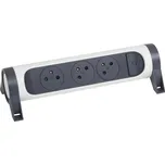 Prodlužovací přívod otočný, 3x zásuvka 230V, vypínač, bez kabelu, barva tmavě šedá - bílá