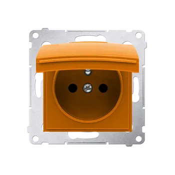 Elektrická zásuvka Kryt zásuvky, s uzemněním, IP44, víčko v barvě krytu, antibakteriální, Simon 54, barva oranžová
