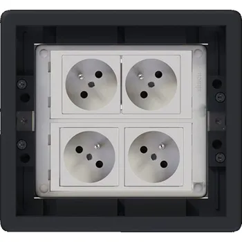 Elektrická zásuvka Podlahová zásuvka SF 187x171 mm, 4x 250V/16A (zásuvky bílé), barva boxu grafit, pro lité podlahy