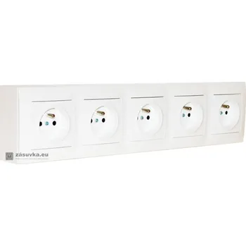 Elektrická zásuvka KS zásuvkový blok nástěnný 5x 250V/16A s clonkami, bez kabelu, barva bílá