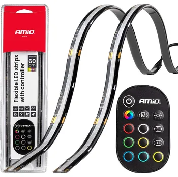 LED páska LED pásky COB do auta s dálkovým ovládáním vícebarevné RGB 2x30cm 12V AMiO-04579