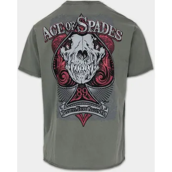 Pánské oblečení PitBull West Coast Triko Ace Of Spades 190 Denim Washed - zelené L