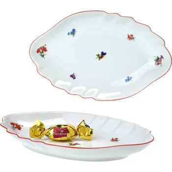 Český porcelán, Dubí Miska dvojlist 24 cm rakouská házenka s červenou linkou
