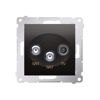 Elektrická zásuvka Zásuvka anténní SAT+SAT+RTV koncová (přístroj s krytem), 2x vstup: 5 MHz÷2,4 GHz, Simon 54, barva antracitová metalizovaná