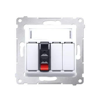 Elektrická zásuvka Zásuvka reproduktorová 1 násobná s popisným polem (přístroj s krytem), Simon 54, barva bílá