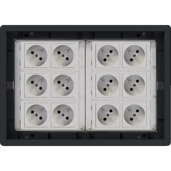 Elektrická zásuvka Podlahová zásuvka SF 310x225 mm, 12x 250V/16A (zásuvky bílé), barva boxu grafit, pro zvýšené podlahy