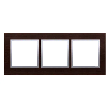 Elektrická zásuvka Rámeček 3 násobný, dřevěný, Simon 54 Nature, wenge / stříbrná metalizovaná