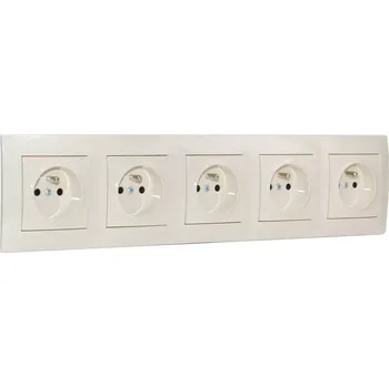 Elektrická zásuvka Zásuvka 5x 250V/16A pod omítku, Simon 54, rámeček a krytky v krémové barvě