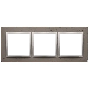 Elektrická zásuvka Rámeček 3 násobný, betonový, Simon 54 Nature, tmavý beton / stříbrná metalizovaná